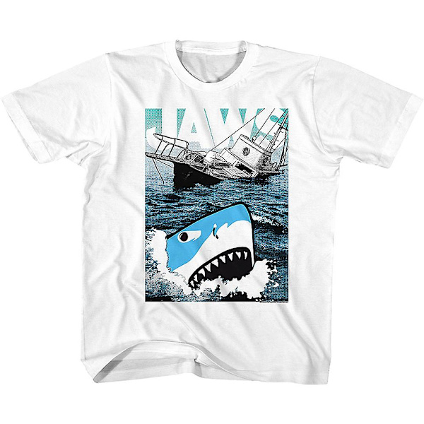 T-shirt med tecknad haj för barn XL