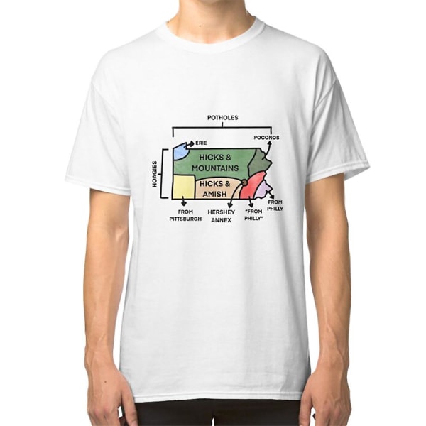 Karta över Pennsylvania T-shirt XXL