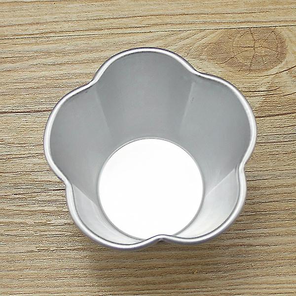 10 st fembladiga blommformade äggtartformar i aluminiumlegering, mousseformar, DIY-gelépudding
