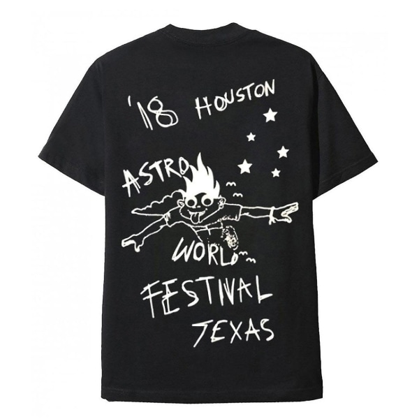 Travis Scott Look Mamma I Can Fly Festival Tee Svart Paris T-shirt M