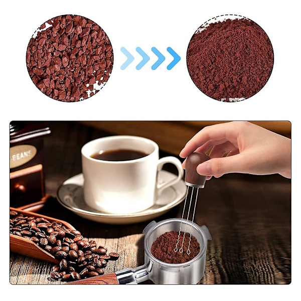 Espresso-visp med nålar, verktyg för att fördela och röra kaffe för professionell användning