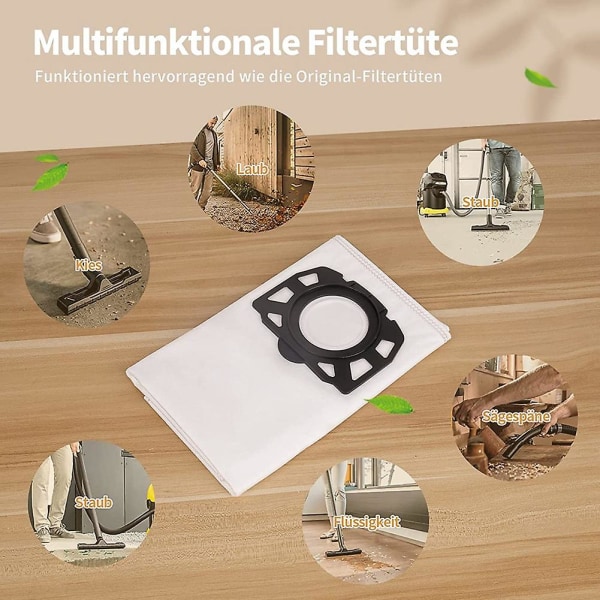 15 stk støvsugerposer til Wd4, Wd5, Wd6 Ikke-vevde filterposer Kfi 487, Støvsugerposer til filtre Ba