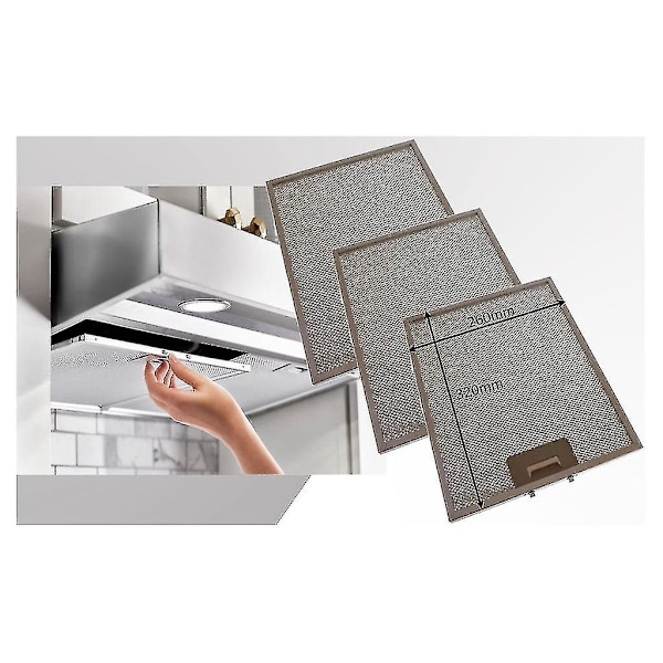Opgraderet 3 X Servis Universal 320 X 260 Mm Metal Kogepladeemhætte Fedtfilter