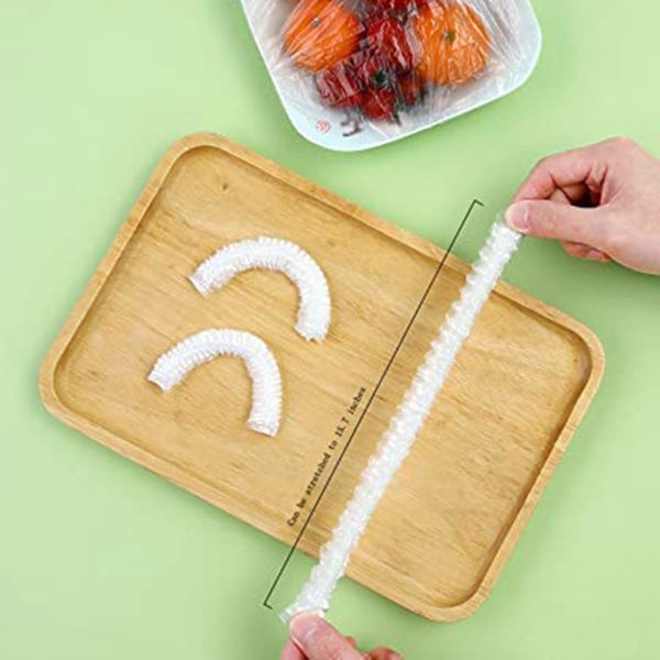 100 stk Plastfolie Bolleslokk med Elastikk, Plast Strekkbar Matlokk