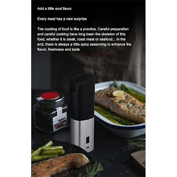 2 stk Elektrisk Salt- og Pepperkvern Ladbar USB Tyngdekraft Pepperkvern Justerbar Kverning