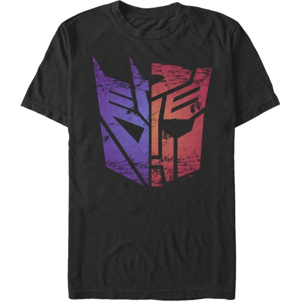 Decepticons Autobots Split Logos Transformers T-paita M