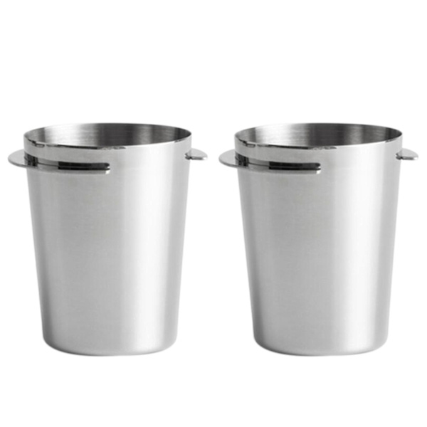 2X Doserkopp i rustfritt stål, kaffesnuserkopp, pulvermater (54mm sølv)