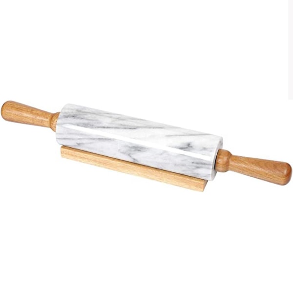 Marble rolling pin with barrel handle base - for baking donut biscuit pasta dough pastry