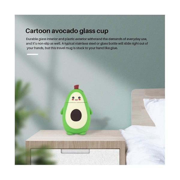 2 kpl Piirretty Avocado Lasinen Kaksoiskerroksinen Yksinkertainen Sen Söpö Kannettava Vesi-Kuppi