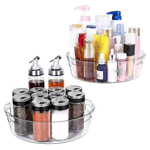 Lazy Organizer, 11 Tommer Drejeskive Lazy 2-pak til Skabe, Skridsikker 360 Graders Køkken Spinbukser
