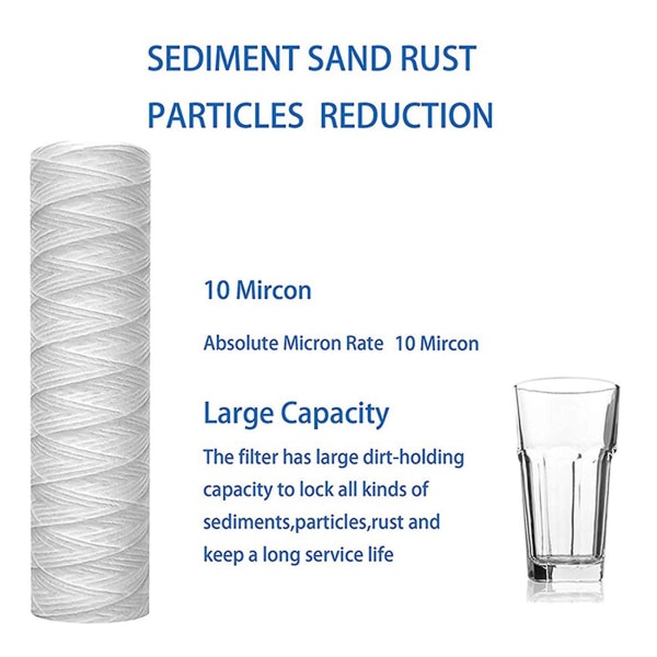 10 stk 10 Mikron 10\" x 2,5\" Trådviklet Sediment Vannfilterpatron Sediment Filtrat