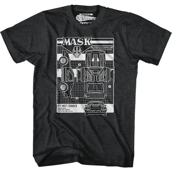 Retro Thunderhawk Schematic MASK T-shirt S