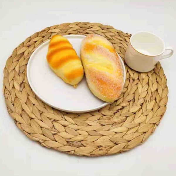 2-pack Runda Hyacint Underlägg, Högkvalitativt Vävt Vicker Bord Underlägg, 38cm