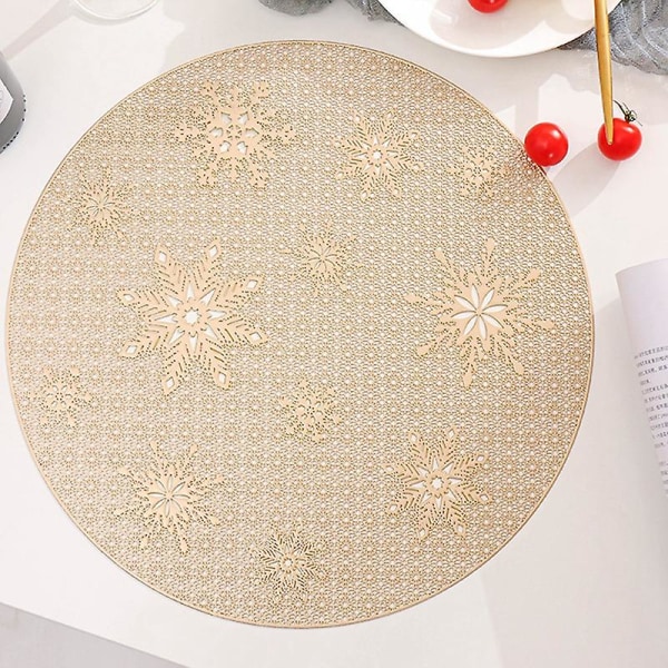 Snefnug Hollow Placemat Julebord Dekoration PVC Mat 4stk Guld