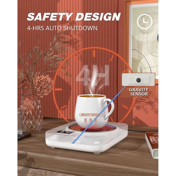 Kaffekopvarmer Kopvarmer Skrivebordsvarmer med 3 Temperaturindstillinger/Tyngdekraftsensor Switch/Automatisk Sl