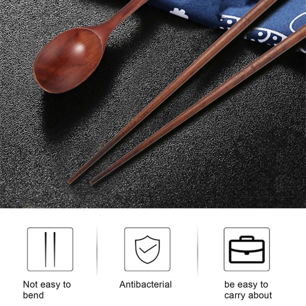 Handgjorda jujube trä koreanska porslin kombination redskap, 5 skedar ätpinnar