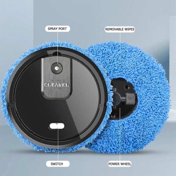 Fuldt Automatisk Fejerobot Intelligent Dyppende Rengøringsrobot USB Genopladelig Vådt og Tørt Spray Mop