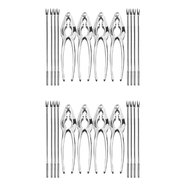 24-delad skaldjurssats, krabbaben i rostfritt stål och set Skaldjur