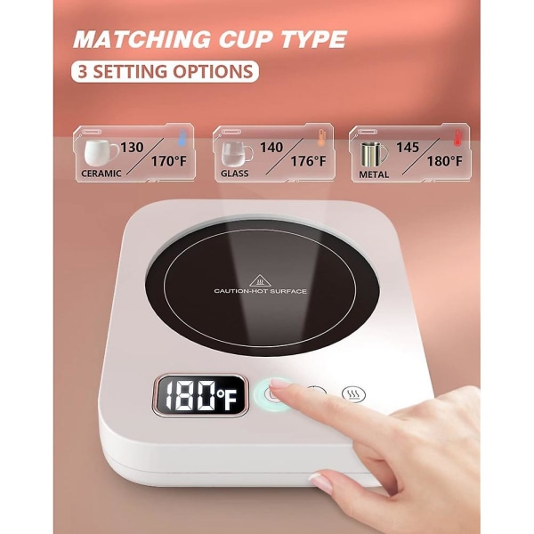 Kaffekopvarmer Kopvarmer Skrivebordsvarmer med 3 Temperaturindstillinger/Tyngdekraftsensor Switch/Automatisk Sl