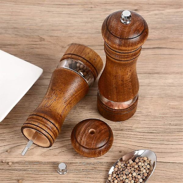 Pepparkvarn, Trä Salt- och Pepparkvarnar Set, 2-pack, Retro