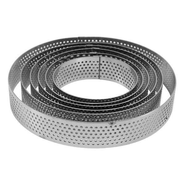 6 stk. Perforerede Tærteforme, Rustfrit Stål Varmebestandig Kage Mousse Ring Tærte Mousse Form