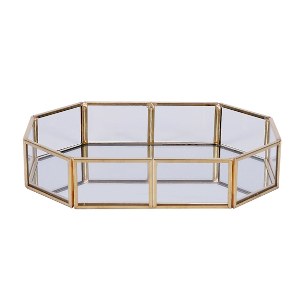 Nordisk Stil Glas Kobber Geometrisk Opbevaringskurv Enkel Stil Hjemtilbehør Organizer