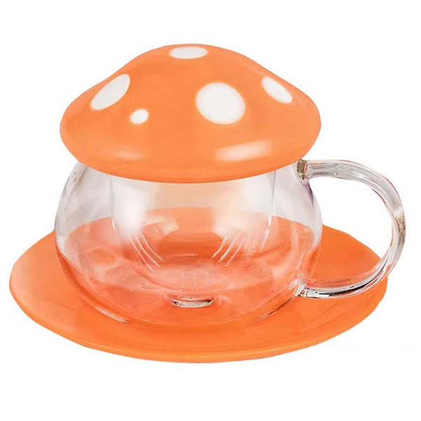 290ml Sopp-formet Glasskaffekopp med Keramisk Koppbærer, Oppvarmbar Melkekopp, Ettermiddagste, Kobber