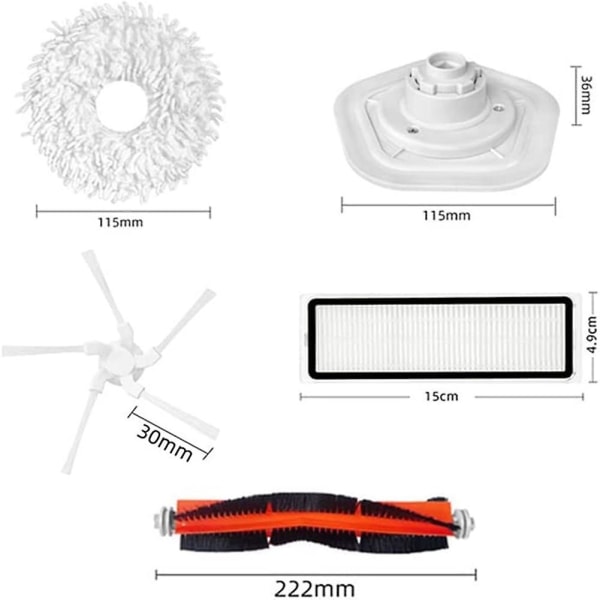 Bot W10 Robotti-imurin lisävarusteet: Pääharja, sivuharja, kangas, suodatin