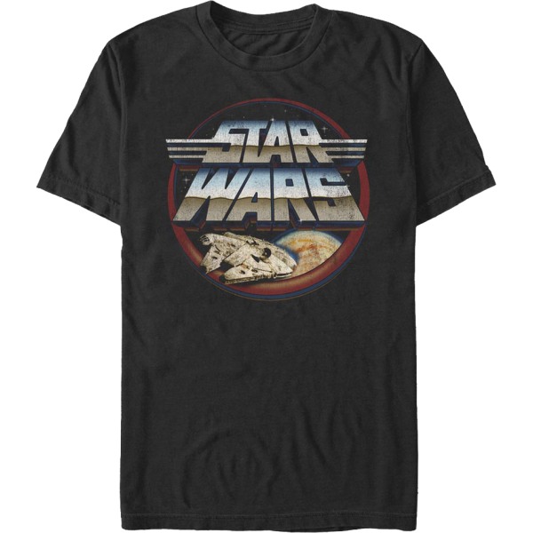 Millennium Falcon og Vinget Logo Star Wars T-skjorte L