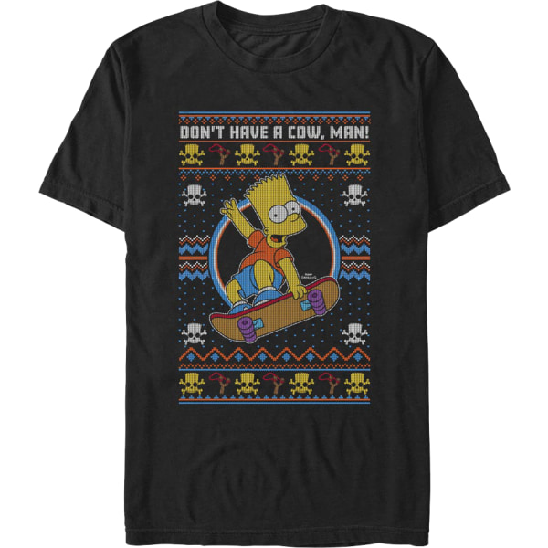 Don't Have A Cow Faux Ugly Christmas Sweater Simpsons T-Shirt M