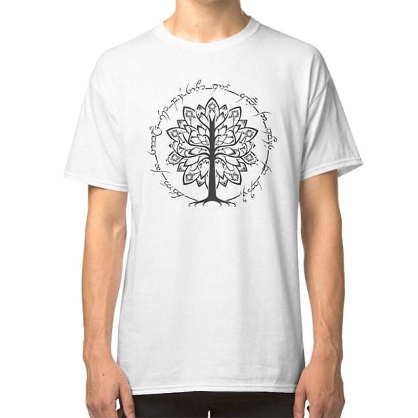 Minimalistisk Vit Träd T-shirt M
