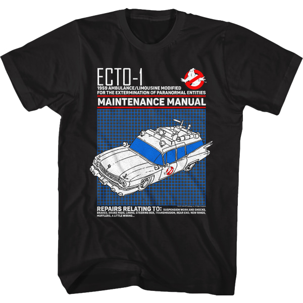 Ecto-1 Vedligeholdelsesmanual Ægte Spøgelsesjægere T-shirt M