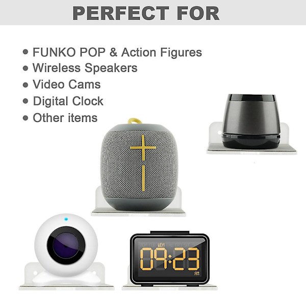 4-pack väggmonterade hyllor för högtalare, Bluetooth-högtalare i akryl, väggmonterad hylldisplay, webbkamera, Cel