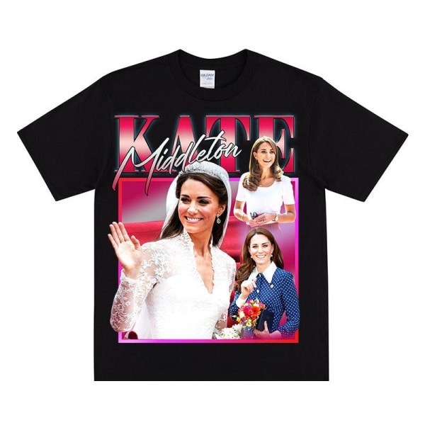 KATE MIDDLETON Hyldest T-shirt Til Kongelige Fans Black M