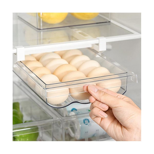 Kylskåpsägghållare, utdragbar ägglåda för kylskåp, förvaringslåda för äggsnäpp, St