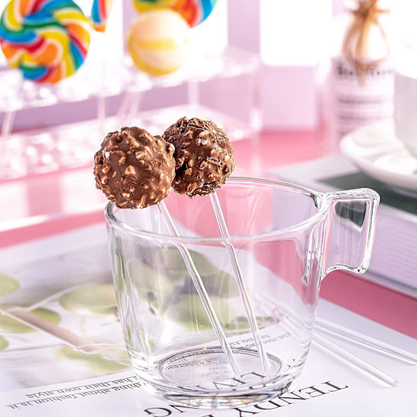 100 stk 6 tommers akryl-lollipop-pinner, klare gjenbrukbare akryl-pinner for lollipop-kake-pops