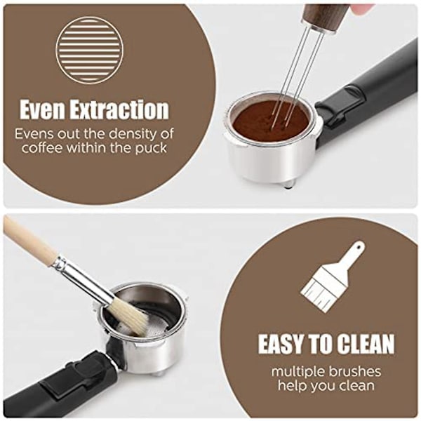 6-pack espressorörar & kaffeborste set, espressoborste set, espressotillbehör