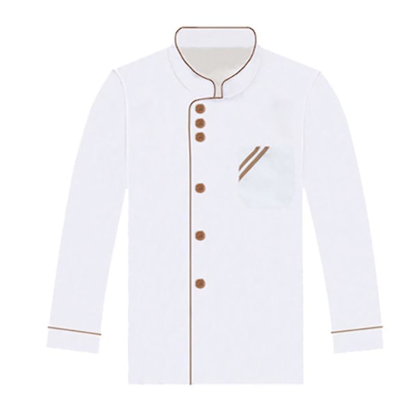 Unisex Kort & Långärmad Kockjacka Hotellkök Serviceuniform Arbetskläder White and Coffee L Long Sleeve