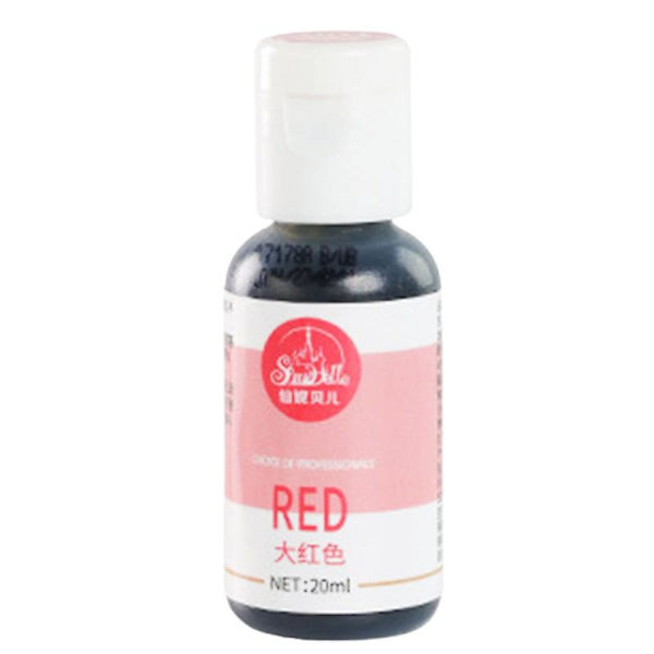 20ml Högkoncentrerad Livsmedelsfärg Lätt att Blanda Ätbara Tårta Dekoration Marsipan Färgning för Födelsedag Qinhai Red