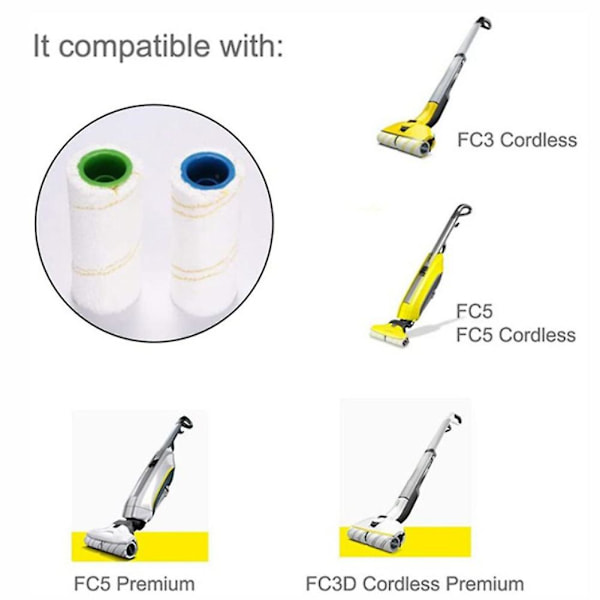 4-pakks for Fc3 Fc3d Fc5 Fc7 Kordløs Gulvrens Microfiber Rullebørste Tilbehør Erstatning Ro