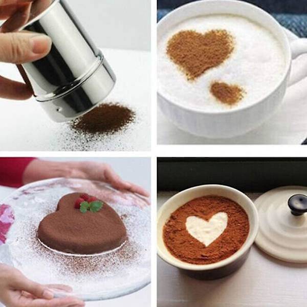 2 st Pulverströare i Rostfritt Stål för Kaffe och Kakao med Lock för Bakning Hemma och Restaurang