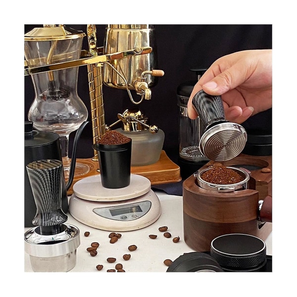 Espresso-tamper med dybdekaliberingsregulator, kaffepulverhammer, kaffedispenserpinne