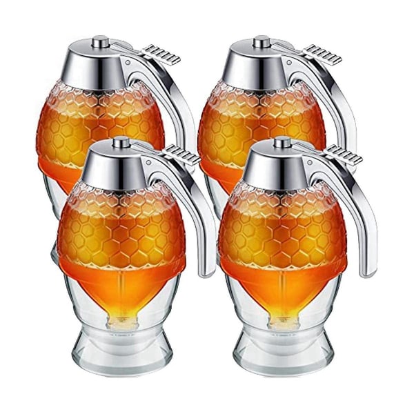 Honey Dispenser Syrup Dispenser Acrylic Honey Pot No Drip Honey Pourer Pancake Syrup Dispenser