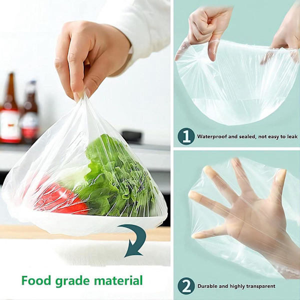 100 stk Plastfolie Bolleslokk med Elastikk, Plast Strekkbar Matlokk