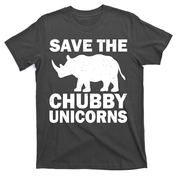 Red T-shirt med 'Save The Chubby Unicorns' M