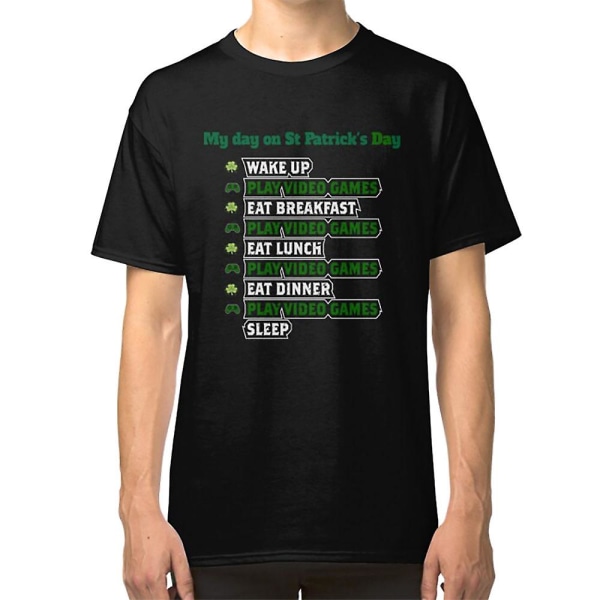 Min dag på St. Patricks Day Videospil Sjov Cool Spil T-shirt L