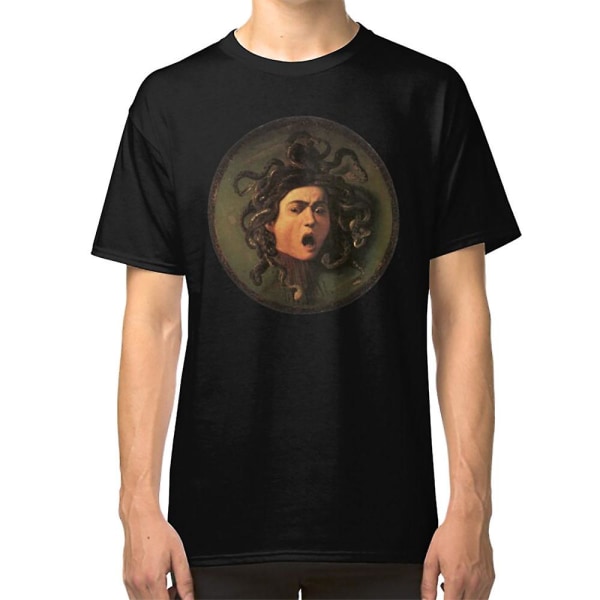 Medusa. Gorgon. Giftige Slanger I Stedet For Hår. Monster. Græsk Mytologi. Michelangelo Caravaggio. På Sort. T-shirt L