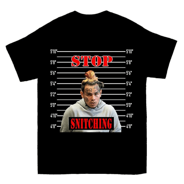 Stop Snitching Tekashi 6ix9ine Sort T-shirt M