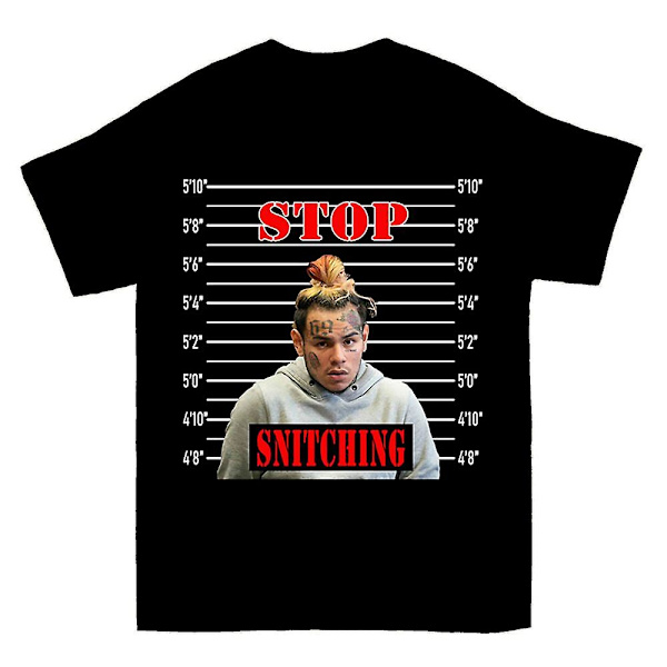 Stop Snitching Tekashi 6ix9ine Sort T-shirt XXL
