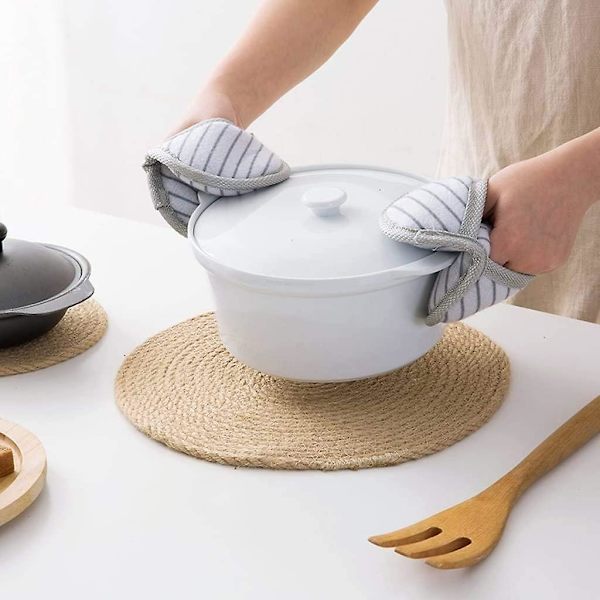 Pyöreät Kudotut Aluslautasen Alusmatot, 6 kpl, Luonnonjute, Käsintehty, 30 cm, Lämpöä Kestävä, Paksu